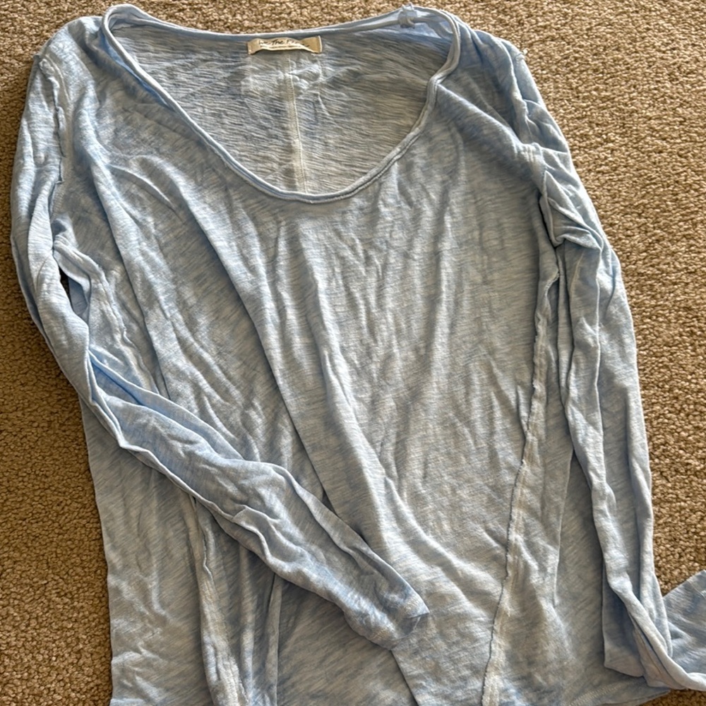 Free People Gray Fitted Blouse
